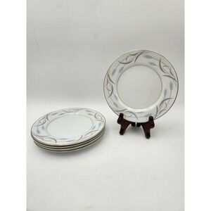 Valmont Royal Wheat China Salad Or Dessert Plate Set of 5 Vintage 1960s Blue